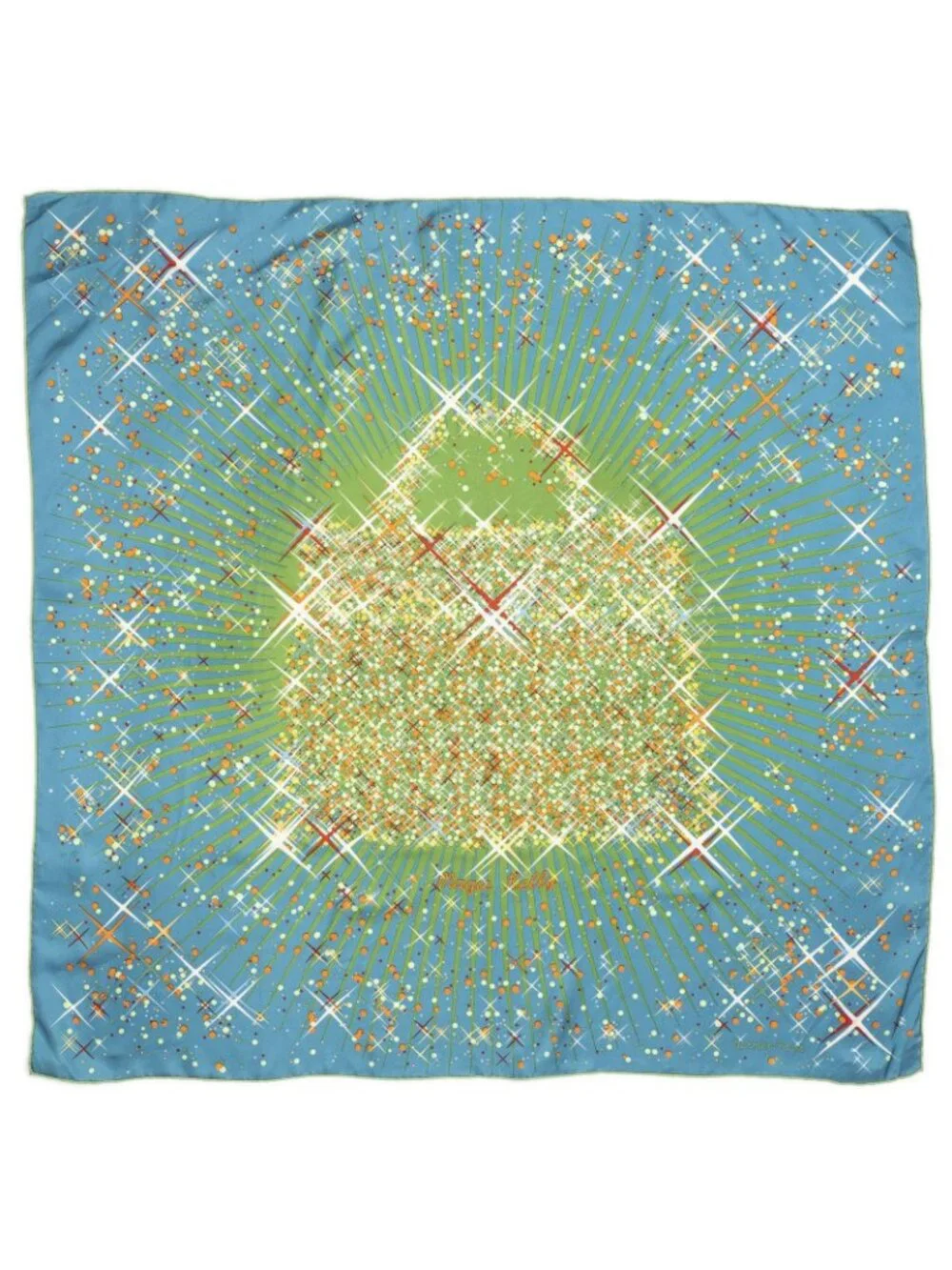 Hermes Scarf Blue Green Orange Twill Silk